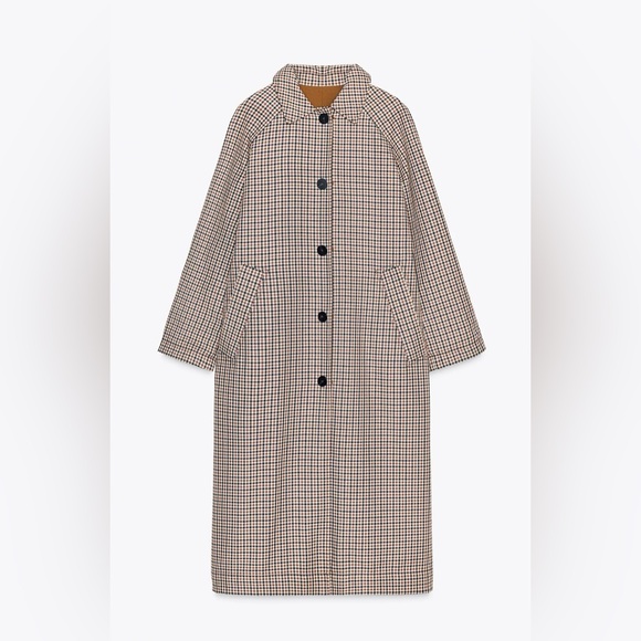 Zara Reversible Plaid Trench - Picture 2 of 4